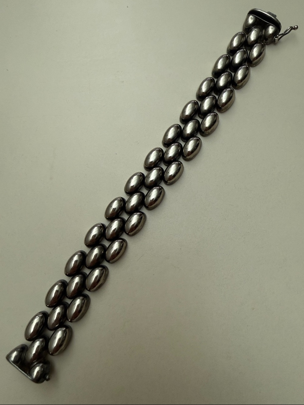Vintage Sterling Silver 925 Heavy Articulated Link Bracelet - 7"